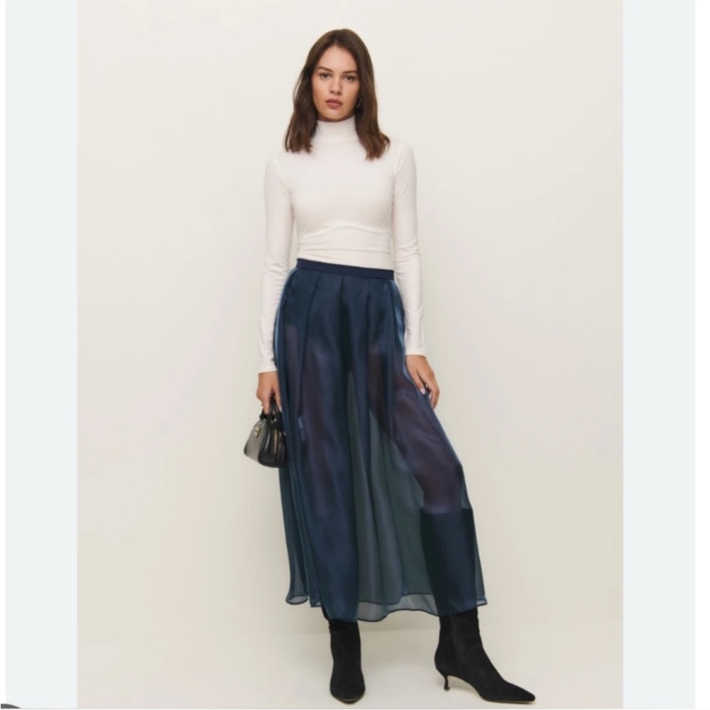 NWT Reformation Zarina Navy A-Line Skirt
